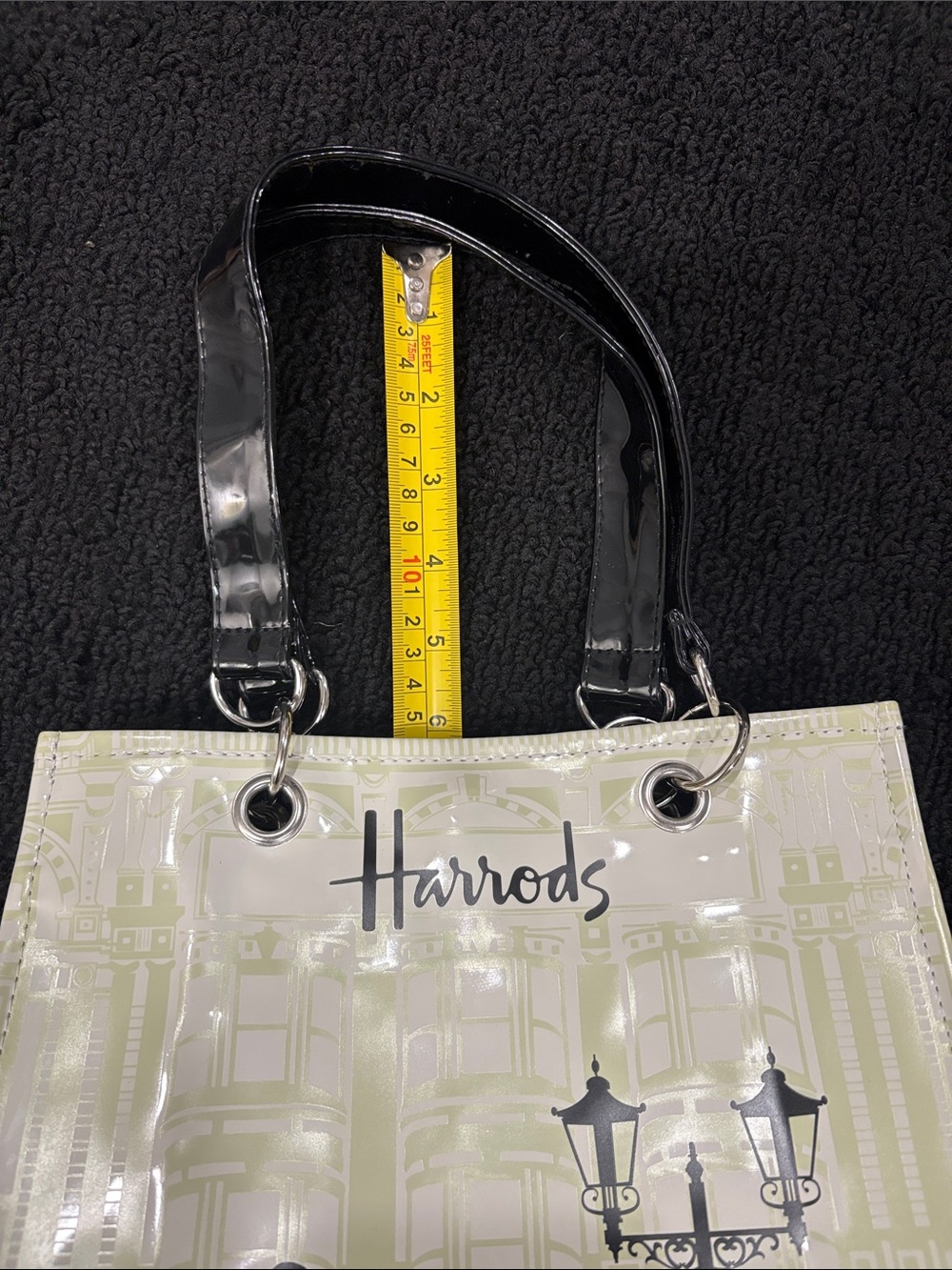 Harrods Cream, Lime & Black Cityscape Shopper Tote - Picture 6 of 8